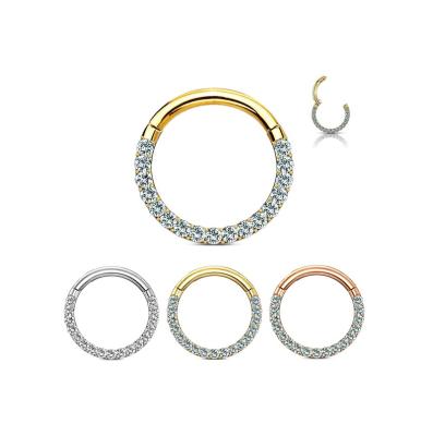 China Clicker Jewelry High Quality Titanium Pave Clicker Ring PVD Coated Nose Ring Earring Jewelry for sale