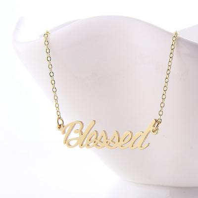 China Custom nameplate necklace design luxury jewelry diy chain personalized name pendant initial letter charms stainless steel gold plated necklace bulk for sale