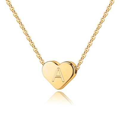 China Custom Necklace Stainless Steel CLASSIC Cuban Initial Gold Plated Shape True Round Bar Heart Pendant Customized Jewelry for sale