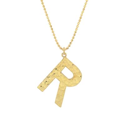 China Vintage Personality Custom Letter Hammer Pendant Jewelry Necklace Stainless Steel Hand Hammered Gold Plated for sale