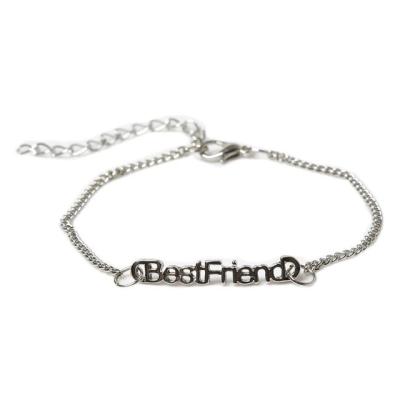 China Stainless Steel Bangle Personality Style Best Friend Gift Stainless Steel Bangle Chain Charm Bracelet For Him&Her for sale