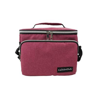 China Wholesale Waterproof Purple Red Reusable Lunch Bags For Women Square Soft Cooler Bag Insulated With Adjustable Shoulder Strap Front Pocket for sale