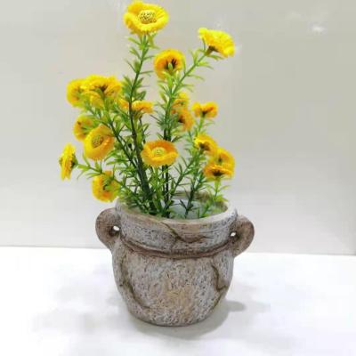 China Europe KR21A197-17 Jute Flower Pot Retro Resin Bohemian Flower Pot Sunflower Pot for sale