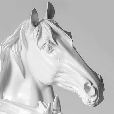 China Europe Design New Custom Clear Resin Transparent White Horse Head Horse Bust Sculpture for sale