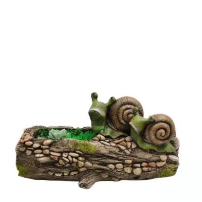 China Europe KR2179-41.5 Rustic Driftwood Cactus Container 41.5*17*23cm Resin Artificial Succulent Planter Carving Planter for sale