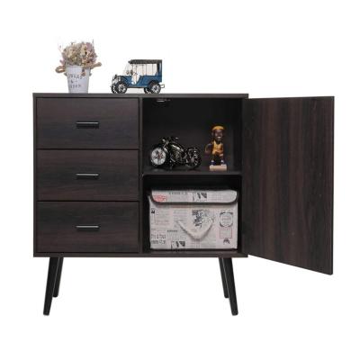 China Retro Mid Century Style PANEL Home Bedroom Dark Oak Kitchen Free Standing Storage Cabinet 0237 for sale