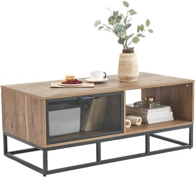 China (Height)Adjustable Storage Coffee Table With Iron Mesh Cabinet Door for sale