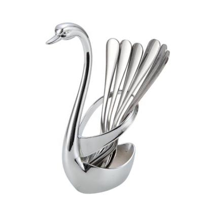 China Sustainable Swan Shaped Cutlery Dinnerware Set With Fruit Fork Teaspoon for sale