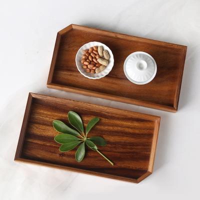 China Eco-friendly acacia tenon and mortise structure wooden tray table fruit pentagonal solid wood tray for sale