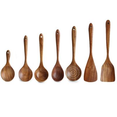 China Viable Gifts Wooden Nonstick Teak Housewarming Utensil Kitchen Utensil Pocket Set Spatula Kitchen Utensils for sale