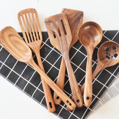 China Sustainable Kitchen Cooking Wholesale Custom Wood Spoon Wood Spoon Wooden Cooking Set for sale