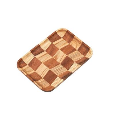 China Japanese Wooden Tray Ashwood Cheap Printed Custom Vintage Stackable Wooden Tray Black Walnut Square Serving Trays for sale