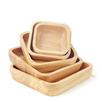 China Custom Made Sustainable Square Wooden Bowls Wooden Salad Bowl Plywood Plywood Square Bowl for sale