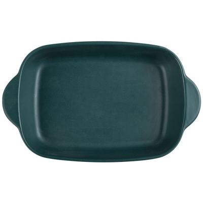 China Sustainable Nordic style rectangular matte home used ceramic stoneware rect baking tray with handle for sale