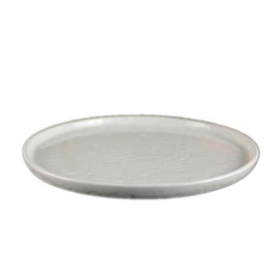 China Wholesale OEM Viable Logo Round White Ceramic Flat Plate Dish Tray for sale