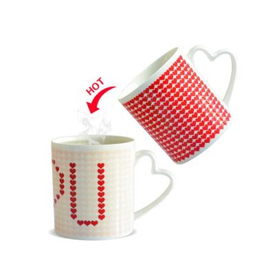 China Sublimation logo viable heat sensitive custom magic mug nescafes ceramic red coffee mug for sale