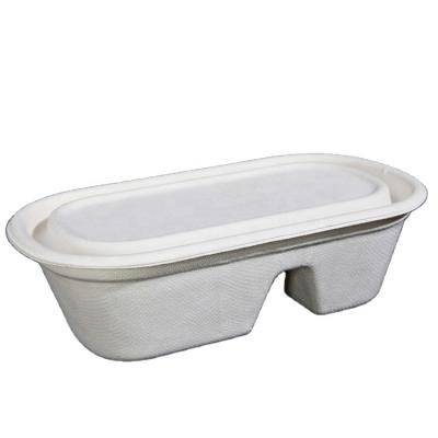 China Microwavable Biodegradable Storage Box 850ml Disposable Sugar Cane Container Food With Lid for sale