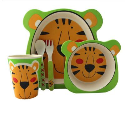 China Eco Degradable Cartoon Tableware Kids Unbreakable Bamboo Fiber Bowl Set for sale