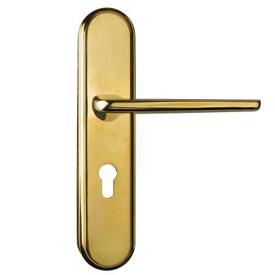 China Modern Fashion Gold Door Handle Manufacturer Accessories PVD Plating Long Plate Locks Gold Door Handle for sale