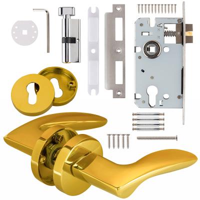 China European standard high end luxury indoor gold PVD zinc door handle European standard door handle PVD for home for sale