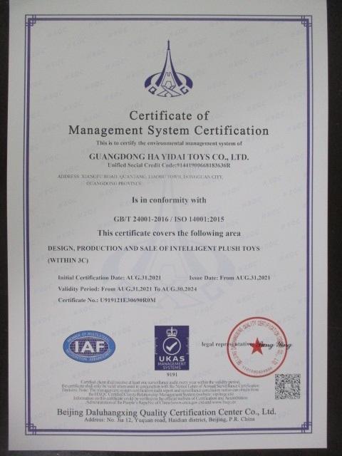 ISO14001 - Guangdong Hayidai Toys Co., Ltd.