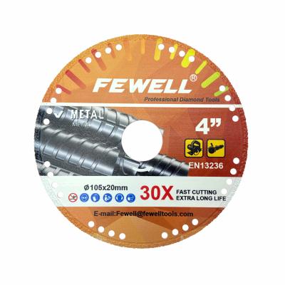 China Metal vacuum welded continuous rim 4inch 105*1.4*20mm diamond blade for cutting metal, granite, marble, bricks, metal, stainless steel for sale