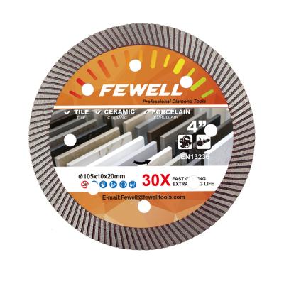 China Ceramic tile 105*1.4/1.0*10*110*20mm hot press 4inch quality turbo high height diamond saw blade for cutting tile porcelain for sale