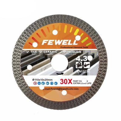 China Tiles and bricks hot press 4.3inch sintered 110*1.2/0.8*10*84*20mm diamond turbo fine diamond disc for cutting ceramic tile for sale