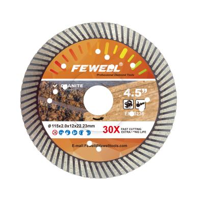 China Diamond Power Premium Grade Hot Press 4.5inch 115** 12*22.23mm fine diamond turbo blade with reinforced center for dry cutting granite for sale