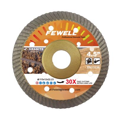 China High Grade Diamond Power Hot Press 4.5inch 115*12*22.23mm with fine steel plate turbo diamond saw blade for dry cutting granite for sale