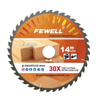 China 350*3.2/2.2*40T*25.4 CTT high quality woodworking 14inch circular saw blade for wood cutting for sale