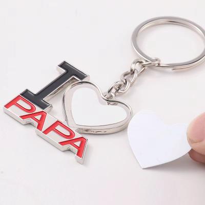 China Qualisub Metal Personalized High Quality Sublimation Metal Key Chain Blanks Father's Day Gift I LOVE DAD Blanks Sublimation Keychain for sale