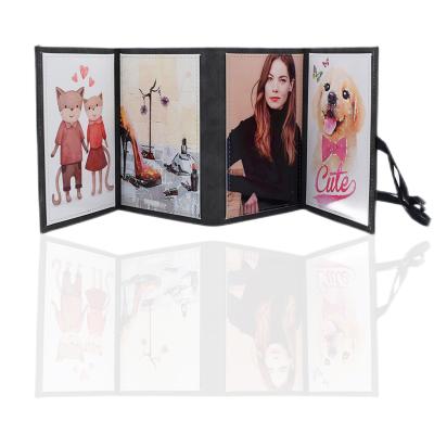 China 4*6 Inch Elegant Home Creative Sublimation Qualisub Frame Display Decoration PU Leather Folding Photo Frame Blanks For 4 Photos for sale