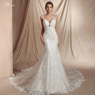 China RSW1449 Long Train Lace Mermaid Wedding Dress Anti-Static Wedding Dresses for sale