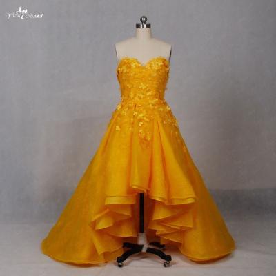 China LZ151 Breathable Sweetheart Wedding Dresses Floral Gown Wedding Dresses Yellow Lace for sale