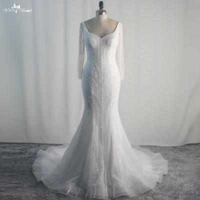 China RSW1757 Custom Heavy Beading Mermaid Anti-Static Long Sheaths Gown Luxury Wedding Dress Wedding Dress for sale