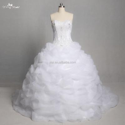 China LZ209 Breathable Chapel Train Wedding Dresses Lace Sweetheart Beading Dress Floor Length Sleeveless Lace Up Ball Gown for sale