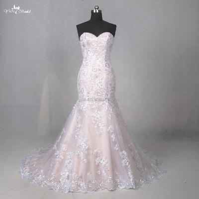 China LZ202 Vintage Sparkly Lace Anti-Static With Sequins Dress Blush Red Sweetheart Mermaid Sleeveless Wedding Dress for sale