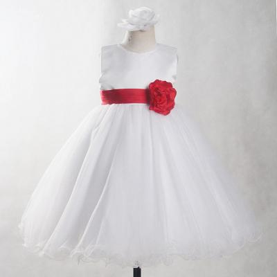 China Wholesale Sleeveless Long Puffy Ball Gowns FG82 And Red Flower Girl Dresses Wedding Kids Communion Dress White for sale