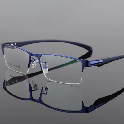 China 2021 New High Grade Metal Half Frame Metal Business Men's Glasses Frame Ultra Light Optical Frame for sale