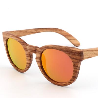 China Fashion Sunglasses Wooden Sunglasses with Retro Sun Glasses Blue Lenses Man and Women 2021 Circle Sunglasses for sale