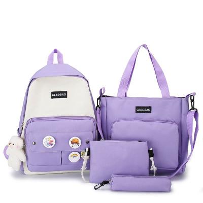 China 2021 New Fashion Waterproof School Bags For Girls 4 Pcs Set Backpack With Gift Women College Backpack Leisure Waterproof Bag With Gift for sale