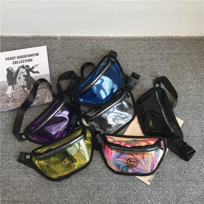 China Water Proof Fanny Pack Outdoor Transparent Laser Holographic Glossy Bling Waterproof Custom Print Logo PVC Fanny Pack for sale