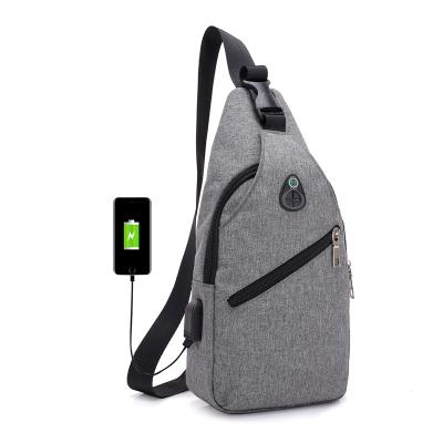 China With USB Sports Chest Shoulder Sling Bag With USB Oxford Cloth Outdoor For Boy's Charging Small&Portable Bag Waterproof for sale