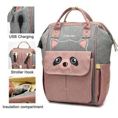 China With USB 2021 hot sale sterilization mom backpack large capacity diaper bag with USB mom baby bags waterproof for sale