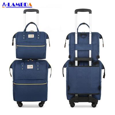 China 2021 Wholesale High Quality Fashion Factory Trolley Backpack With Travel Luggage Bags Luggage Set 360 Degree Spinner Rolls Mom Bags for sale