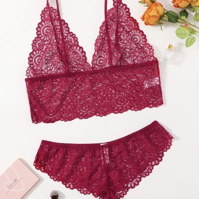 China Fashionable Red Mature Sexy Slim Underwear Suit, Cavity Lace Halter Slim Attractive Breathable Underwear for sale