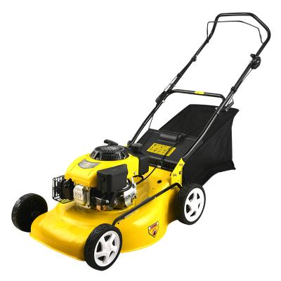 China Anti-skid Cordless 4-Stroke Lawn Mower Walking Mini Hand Push Rear Gasoline Lawn Mower for sale