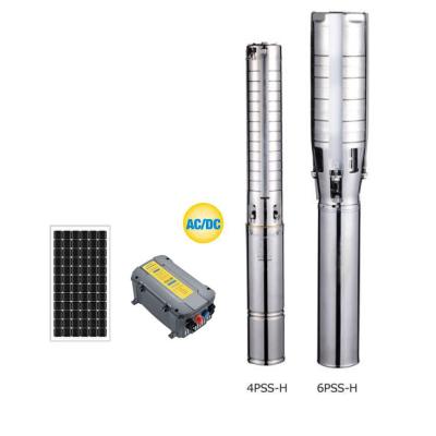 China Agriculture Irrigation 4Inch AC/DC Solar Powered Submersible Pump Solar Powered Hybrid Irrigation Water Pump for sale