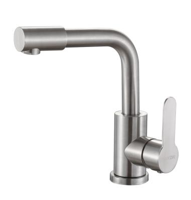 China Other Bathroom Mixer Tap 304 Stainless Steel Hot Cold Hot Single Handle Brushed Basin Faucet for sale